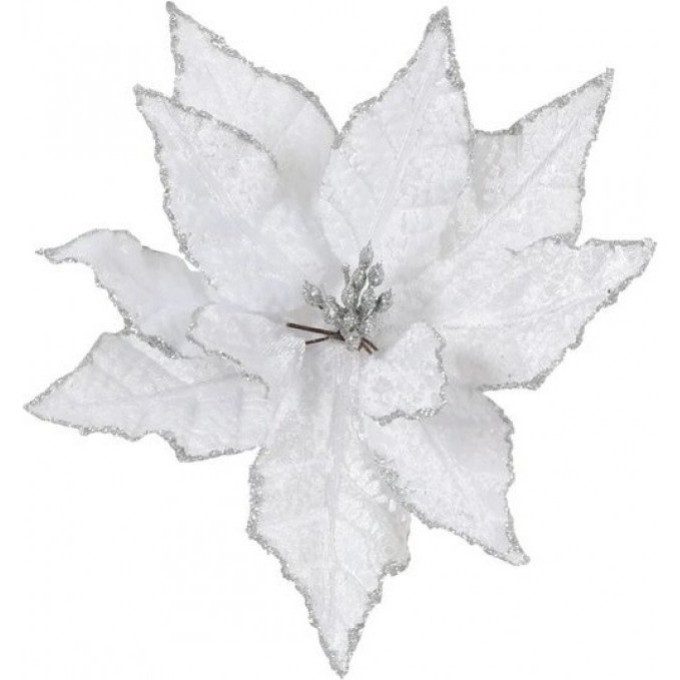 Пуансеттия HOUSE OF SEASONS, на клипсе, 18х20 см, белый 83905